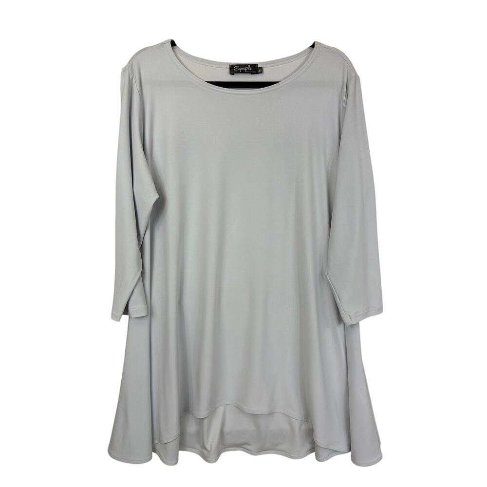 Sympli Off White 3 4 Sleeve Scoop Neck High Low Top 16 XL